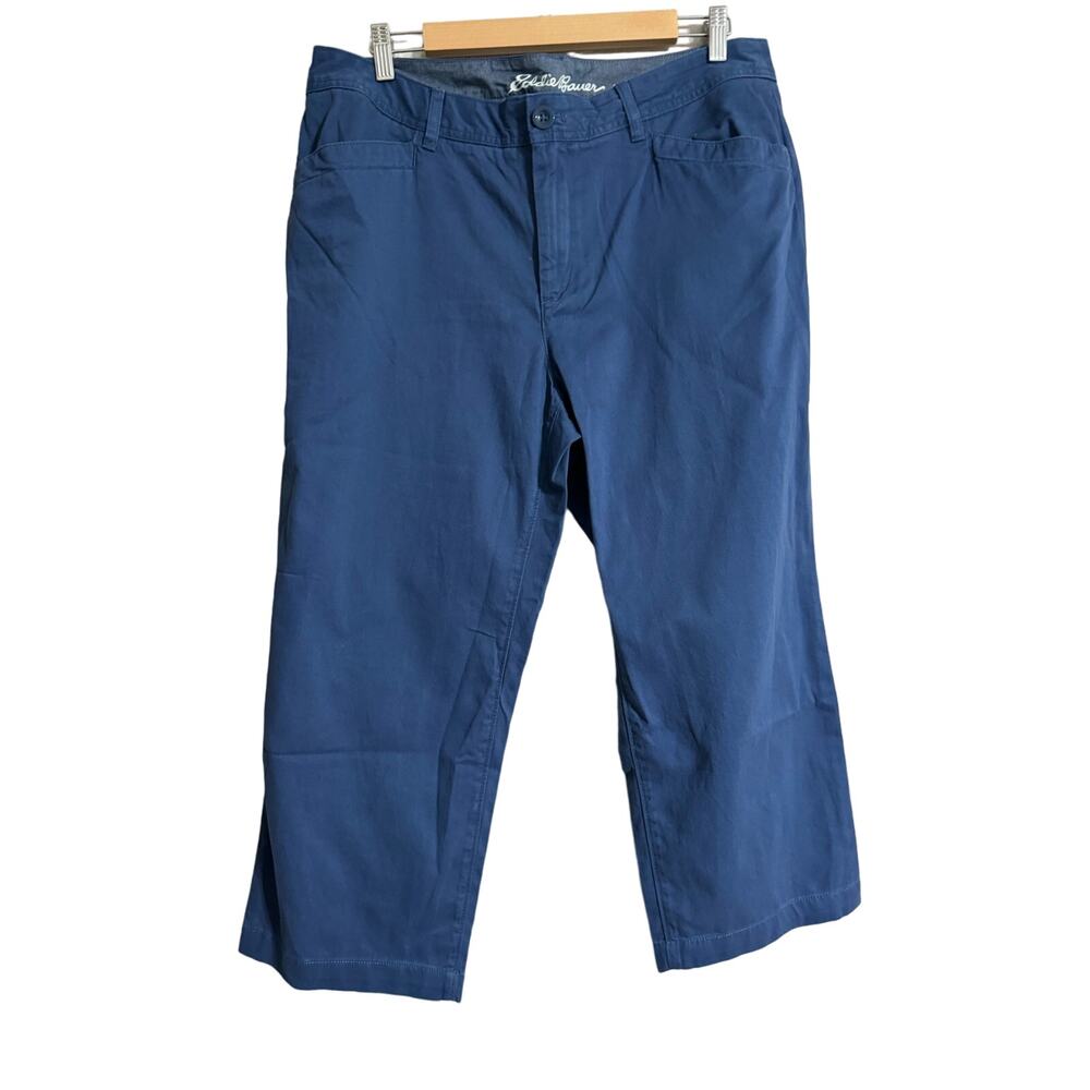 Eddie Bauer Blue Cropped Cotton Wide Leg Pants Size 16 NWOT